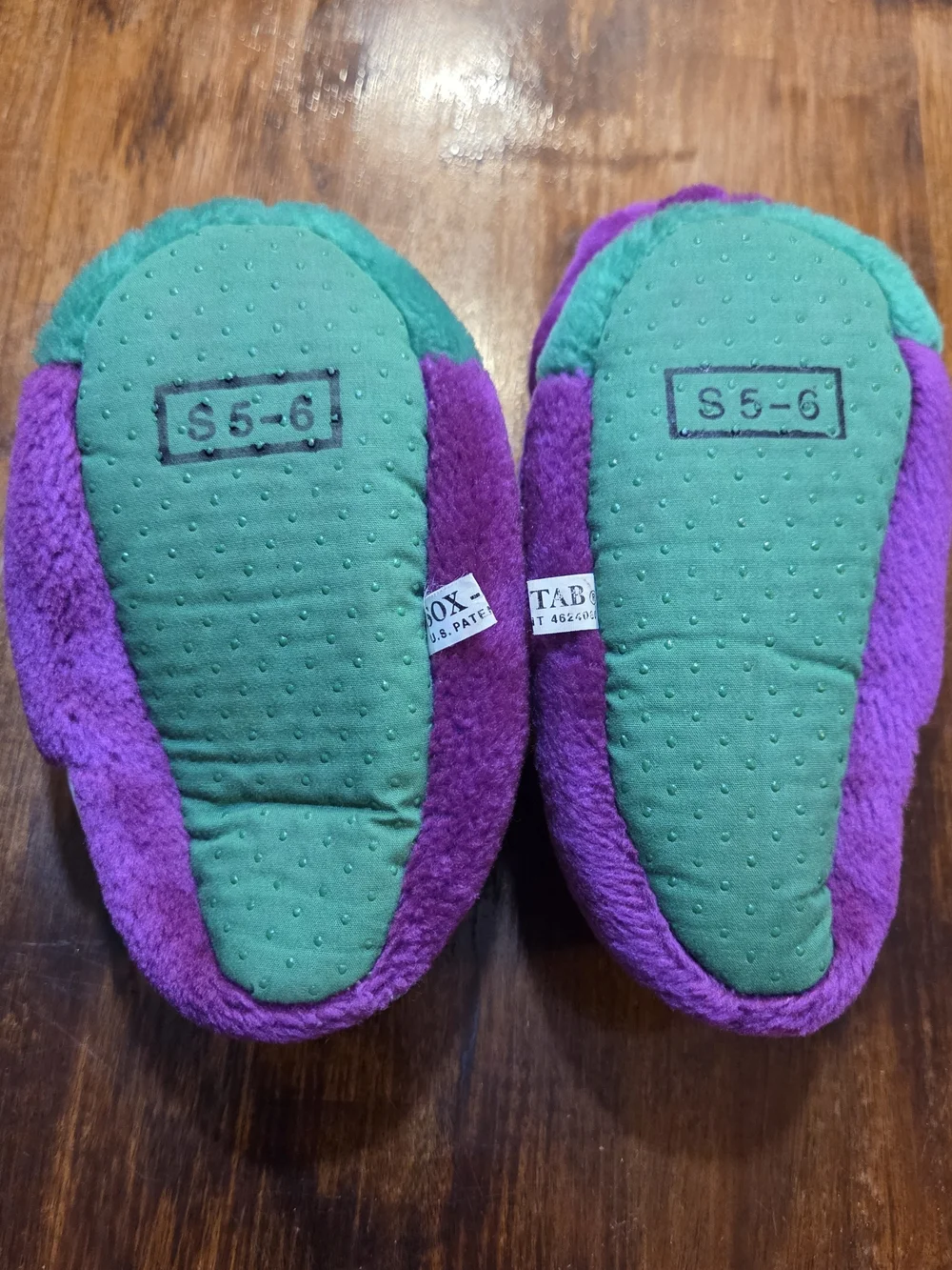 Vintage Toddler Barney The Dinosaur Plush Slippers Size S 5-6 Toddler Barney